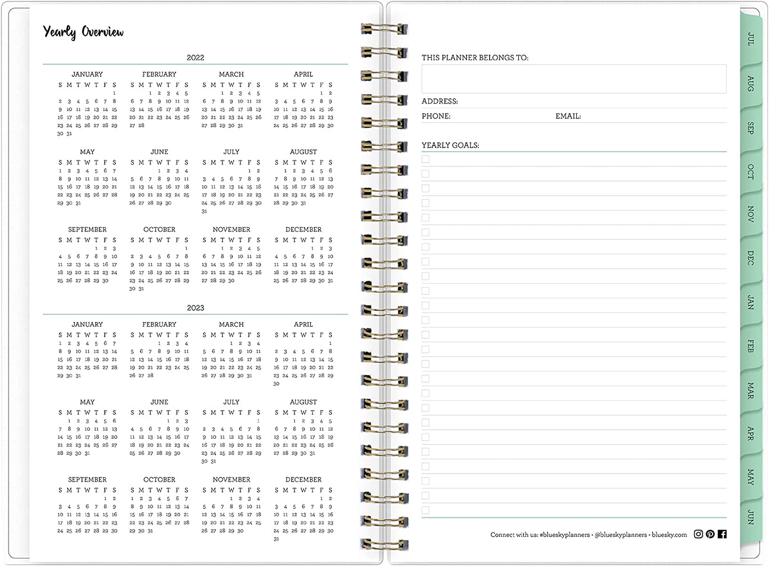 Blue Sky 2022-2023 Academic Year Weekly & Monthly Planner, 8.5" x 11", Frosted Flexible Cover, Wirebound, Laurel (131947-A23) - Image 4